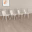 4 chaises de salle à manger en lin beige avec pieds en métal blanc, élégantes et pour la maison moderne et fonctionnelle