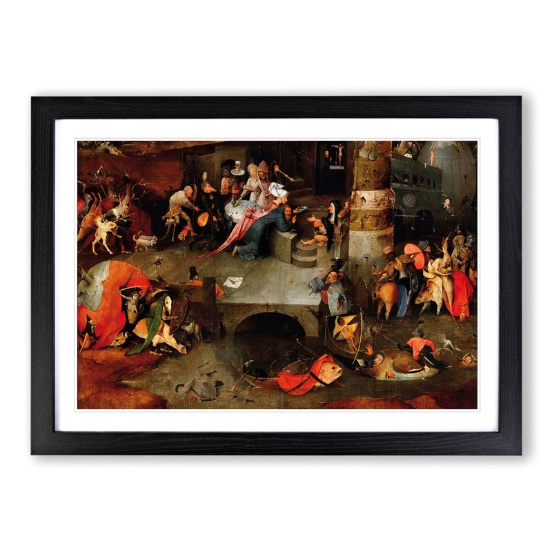 The Temptation of St Anthony by Hieronymus Bosch - Picture Frame Painting, Black Framed, 27cm H x 36cm W x 2cm D