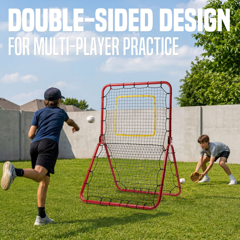 Baseball Pitchback Rebounder Net with Adjustable Angles for Practice
