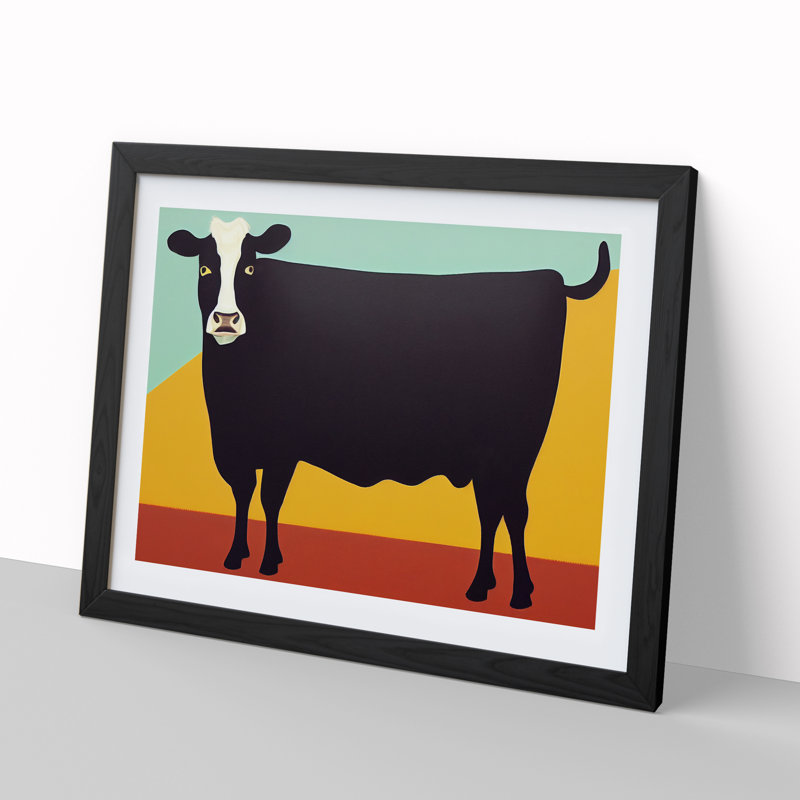 Cow Abstract Vol.1 - Single Picture Frame Print, Black, 46cm H x 64cm W x 2cm D