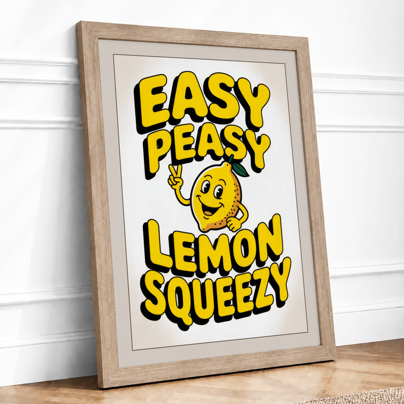 Easy Peasy Lemon Typography - Framed Print, A1 - 84.1 x 59.4 cm, Oak