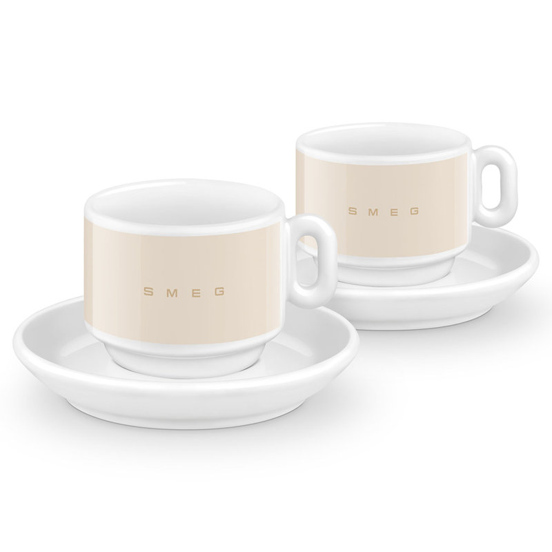 Ensemble de 2 tasses à espresso style années 50, Red