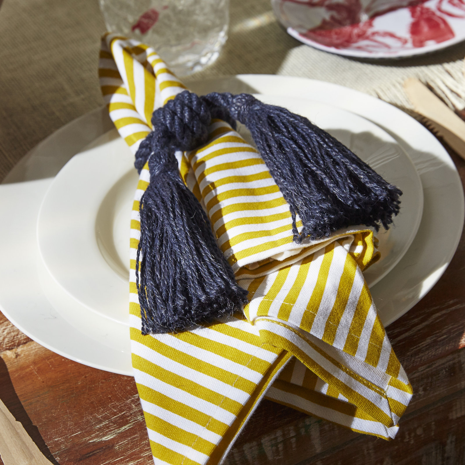 Harrietta Jute Napkin Ring, Navy Blue