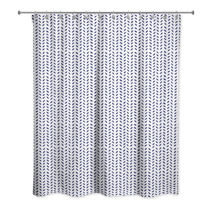 Hyrup Floral Single Shower Curtain, White/Navy