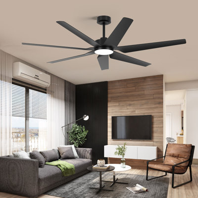 65" Large Outdoor Ceiling Fan With Light And Remote, Smart Ceiling Fan With Alexa/Remote/APP,  7 Sleek ABS Blades, Quiet Reversible DC Motor, 6 - Speed, Ideal For Large Indoor & Outdoor Spaces Like Patio, Porch, Gazebo, Garage, Living Room