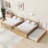 Full Over Full Rubber Wood Bunk Bed With Trundle, Ladder And Guardrails, Convertible To 2 Full Size Beds, With Twin Size Trundle,White Oak