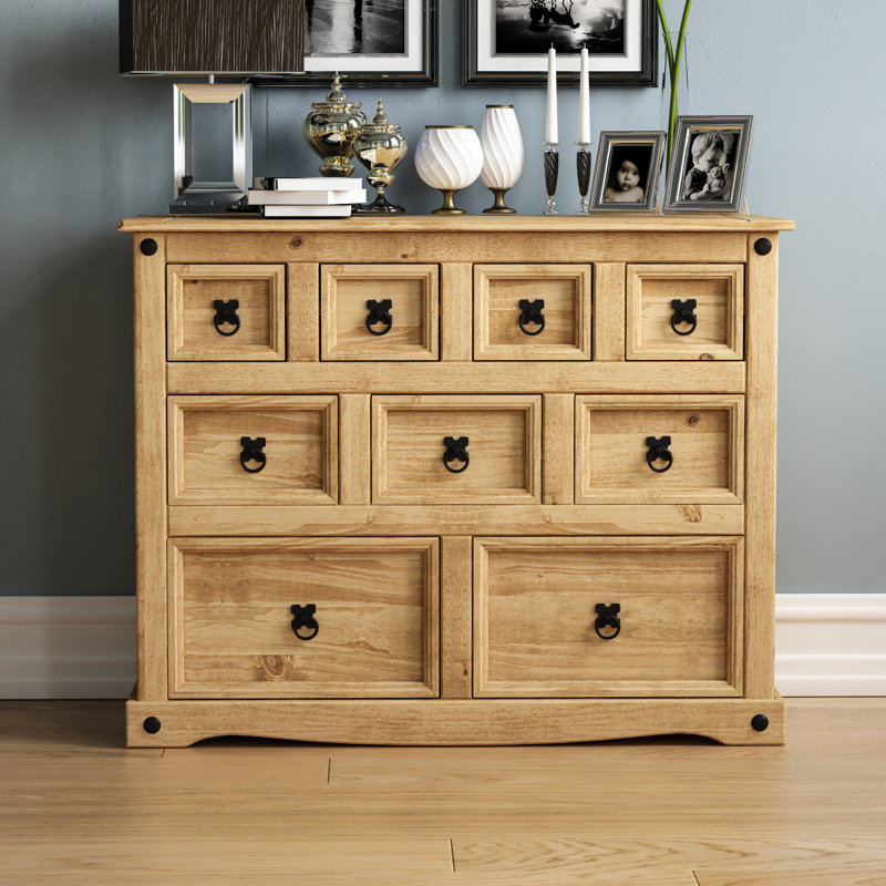 Harold Solid Wood 95cm W 9 - Drawer Chest of Drawers