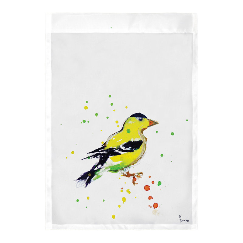 Drapeau de jardin en polyester 1 face Goldfinch, H 18 po x l 12,5 po