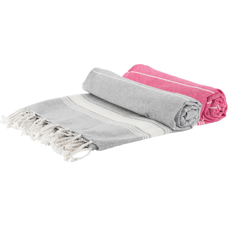 Nicola Spring - Turkish Cotton Bath Towels - 170 x 90cm, Pink/Grey