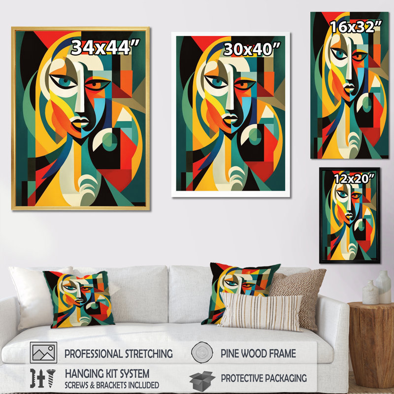 Reproduction d'art sur toile, "Abstract", H 44 po x l 34 po x P 1,5 po, Cadre simple blanc