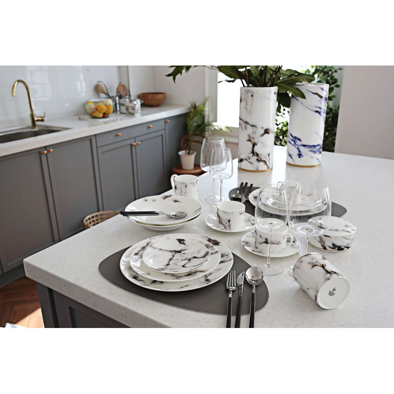 Marble Venice Fog Bone China Salad/Dessert Plate