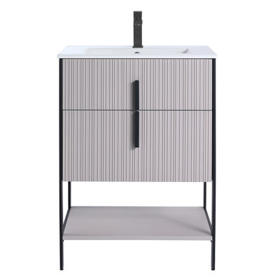  Meuble-lavabo moderne avec plateau en céramique blanche Serenity