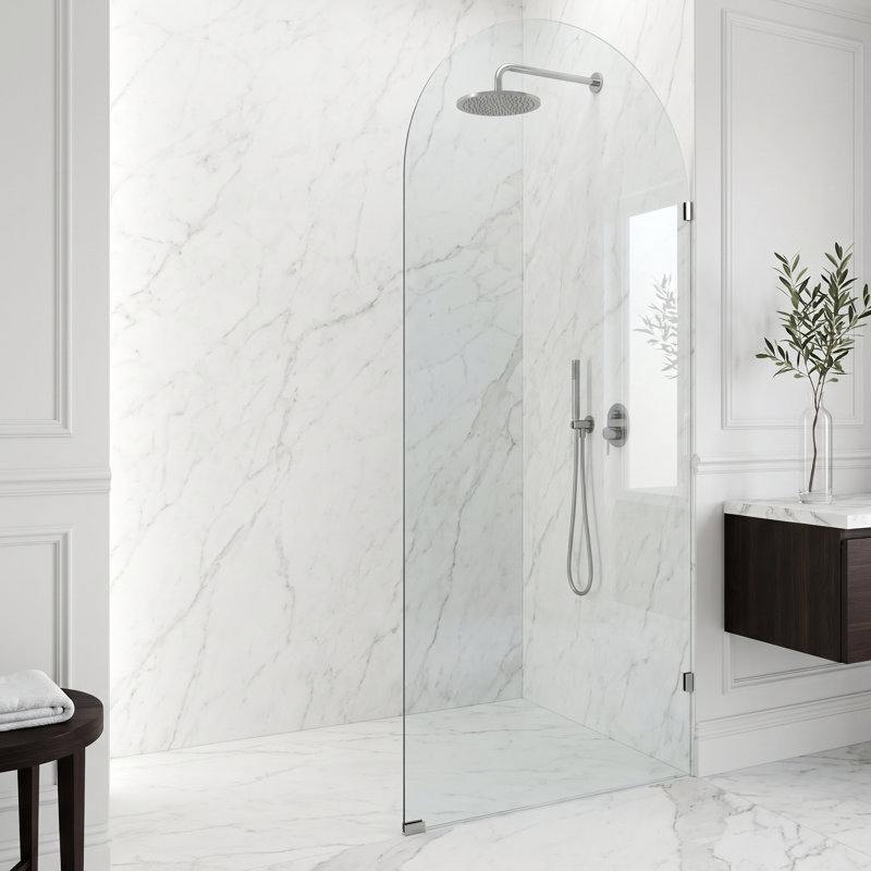 Écran de douche fixe sans cadre avec verre 3/8 po l 34 po x H 78 po Arden, Acier inoxydable / transparent