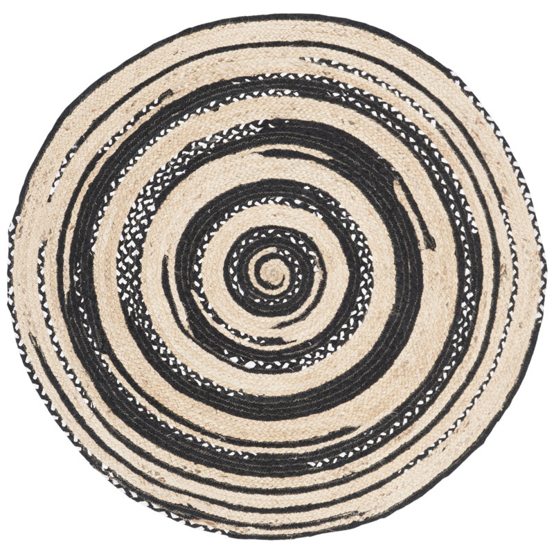 Tapis en jute de coton tissé à la main Zeitler, Rond 4 pi