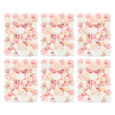 6 PCS Artificial Silk Flower Wall Panel