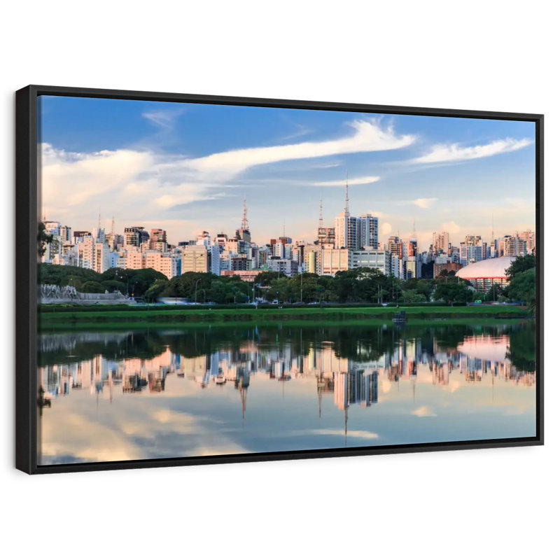 Ibirapuera Park Skyline, Floating Frame Black, 37" X 25"