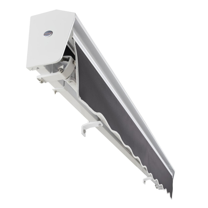 Auvent de patio rétractable avec capuchon Awntech Destin, Métal industriel, l 16 pi x P 10 pi, Moteur droit