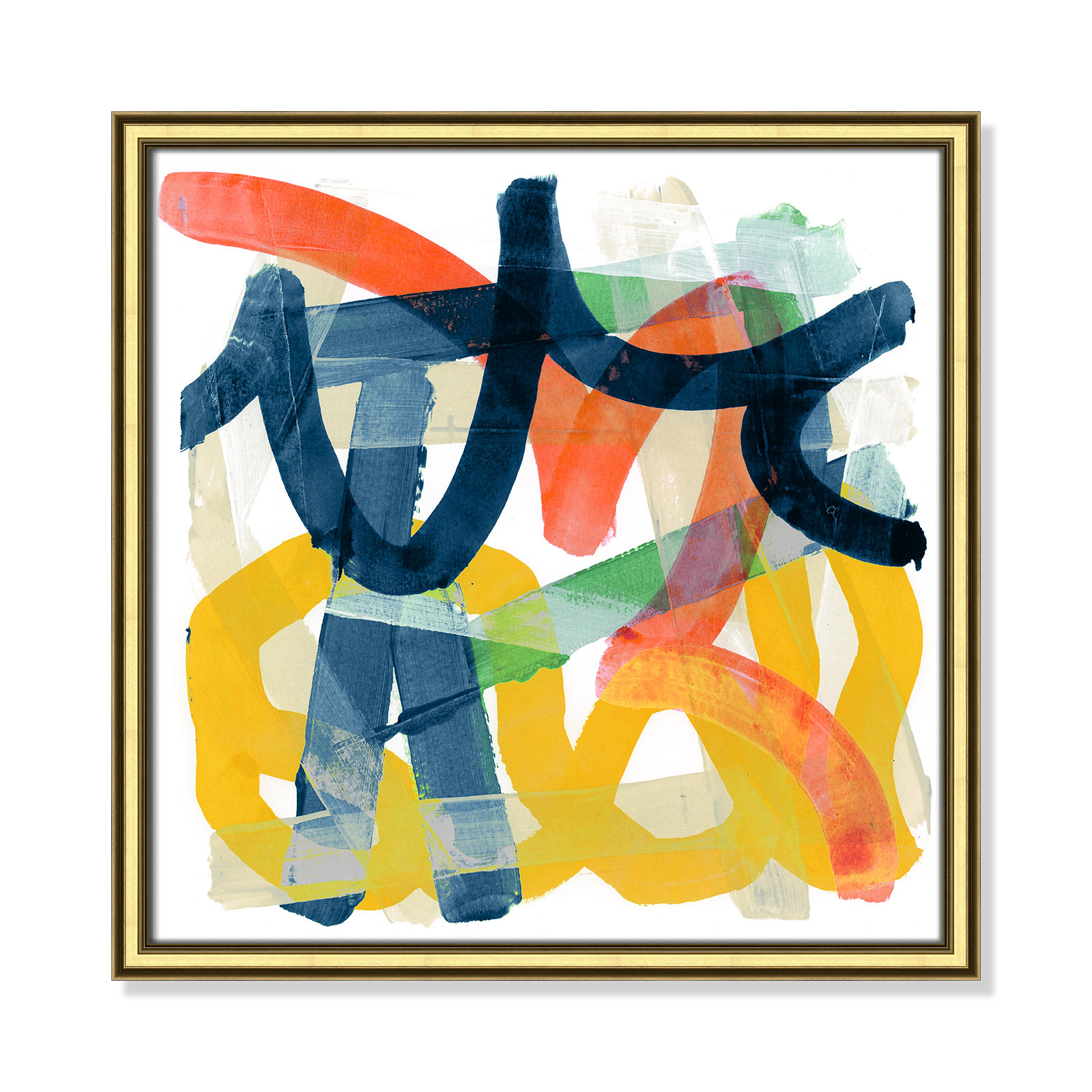 Shuffling by Cartissi - Picture Frame Painting, Gold Framed, 18.25" H x 18.25" W x 0.88" D