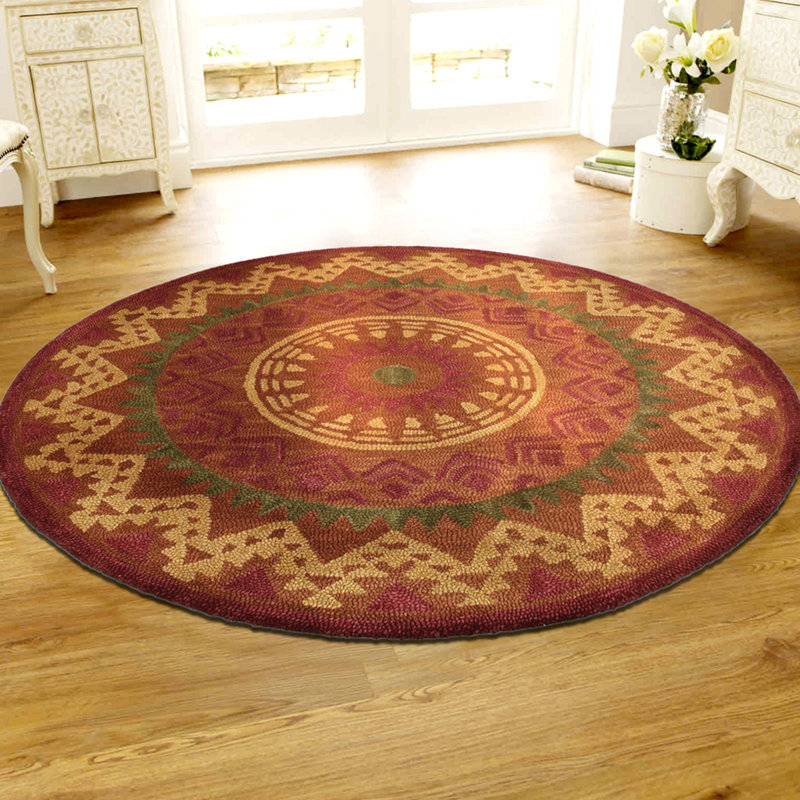 Tapis rouille en laine touffeté à la main Arinna, Rond 6 pi