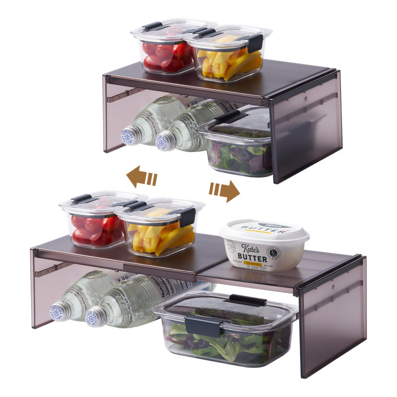 Black Expandable Plastic Refrigerator Riser Shelf