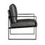 Chaise d'appoint de style industriel moderne en similicuir gris foncé et fauteuil en métal noir-1815030700