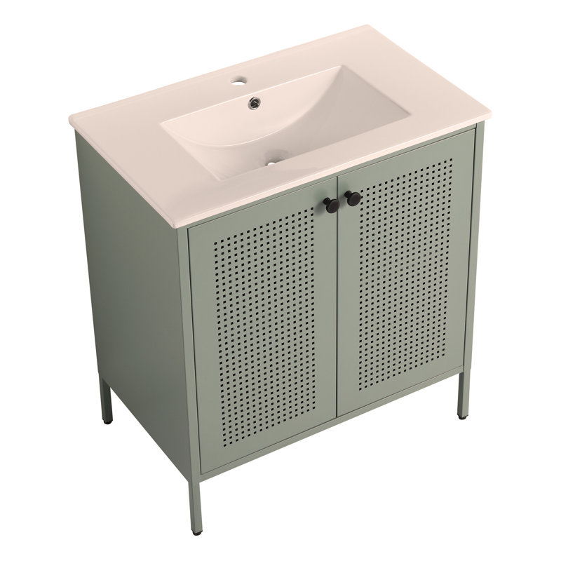 Meuble-lavabo autoportant de 30 pouces avec comptoir en céramique