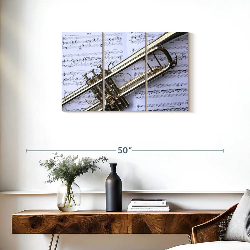 Abarca trompette et feuille de musique, H 20 po x l 33 po