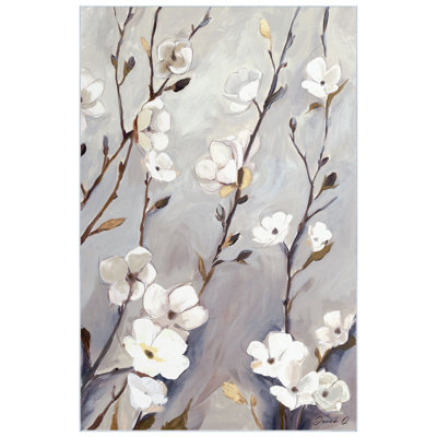 Tapis lavable Blossoming Up II, tissé à la machine, douceur céleste avec envers antidérapant