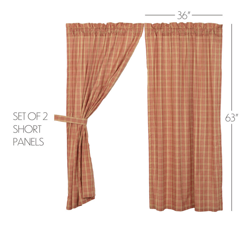 Sawyer Mill Cotton Room Darkening Curtain Pair, Red/Coal Black, 36" W x 63" L