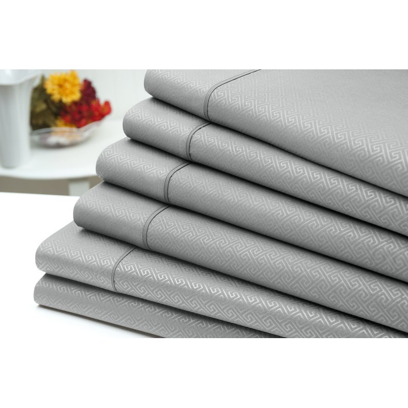 Ensemble de draps 6 pièces US, Ensemble de draps pour grand lit + drap-housse + 4, Argent