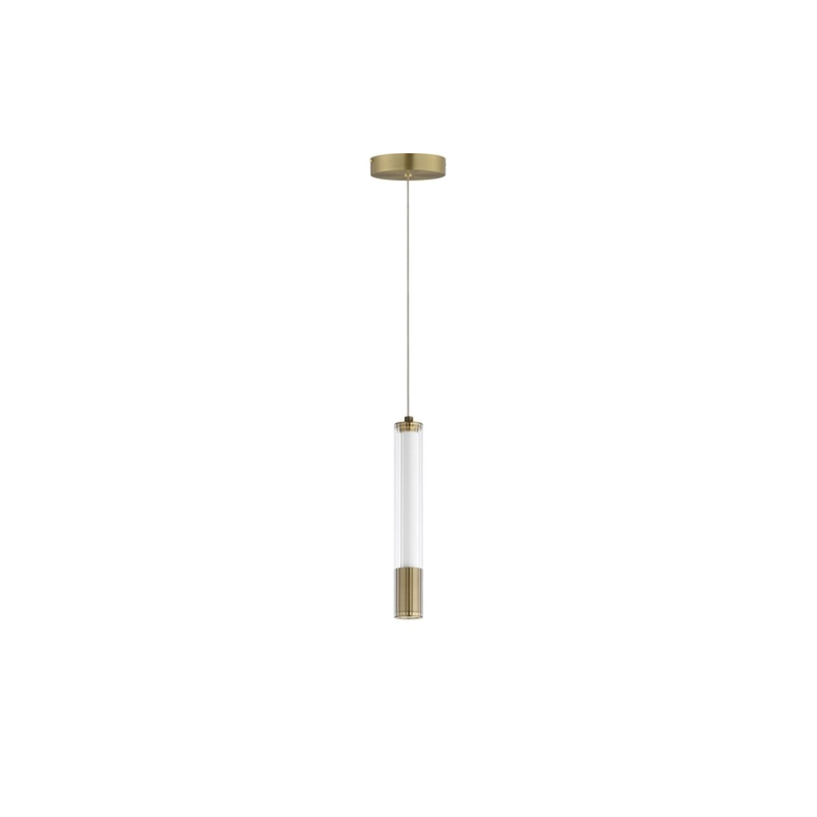 Celine Single Light Ribbed LED Pendant, Natural Aged Brass