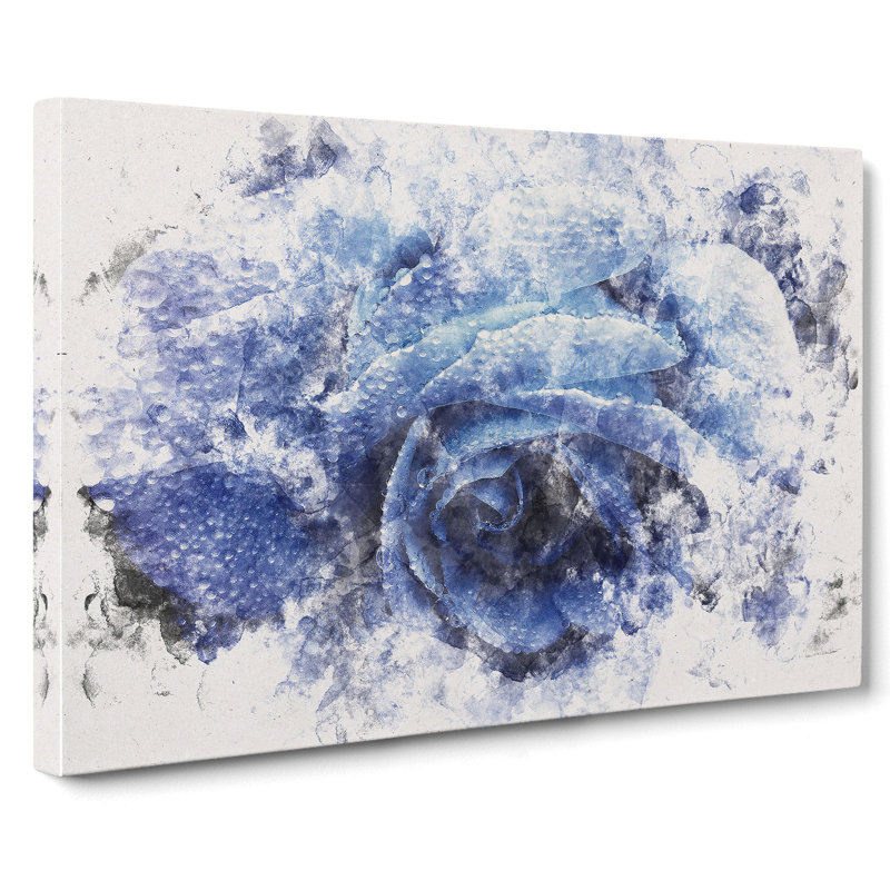 Blue Rose - Wrapped Canvas Print, 60cm H x 91cm W x 3cm D