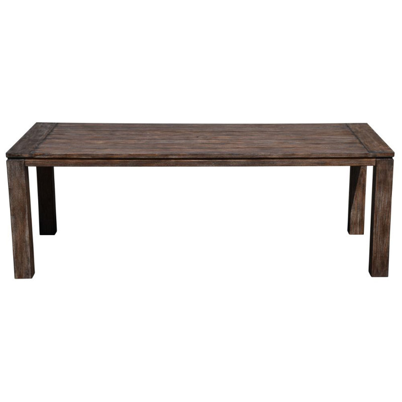 Mervin Rectangular Teak Outdoor Dining Table With Umbrella Hole , in. W in. D, Taupe, 39.39" W x 86.61" L x 29.92" H