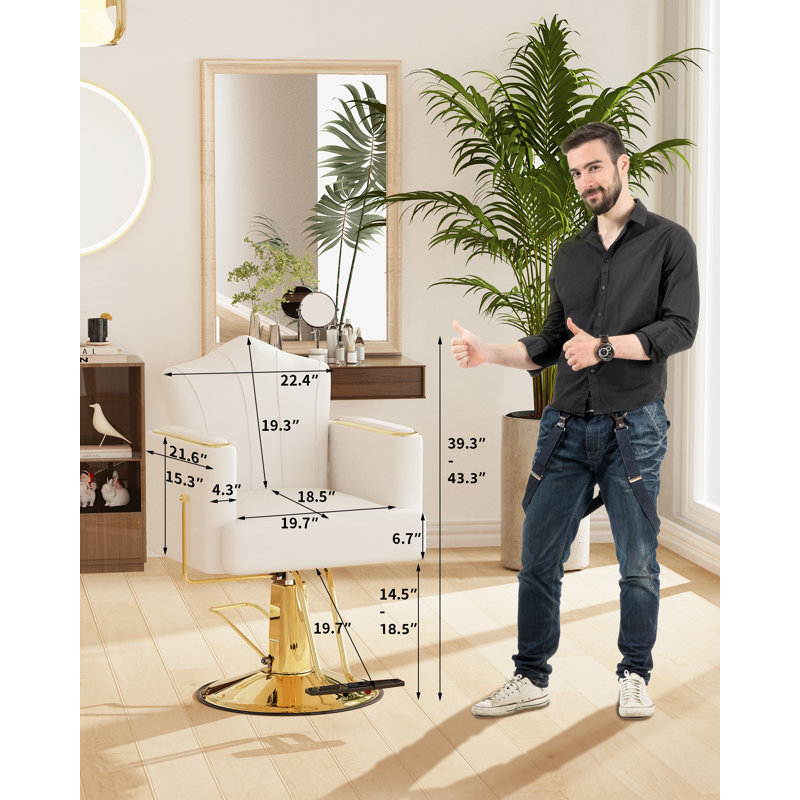 Fauteuil inclinable blanc et doré avec appui-tête amovible Inbox Zero