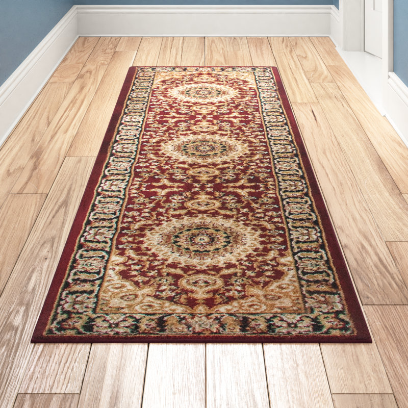 Shiflett Oriental Burgundy/Mustard/Black Area Rug, Runner 2' x 7'3"
