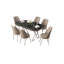 Ensemble de table et chaises de salle à manger moderne 7 pièces, marbre noir et chrome, 66,1 po x 29,9 po x 35,4 po | Panneau 100% laqué, pieds en métal, tissu BabyFace, mousse de dossier confortable à 22 po et mousse de siège à 28 po | Parfait pour la nouveauté et le design d'hôtel-1398375248-1398375263-1398375262