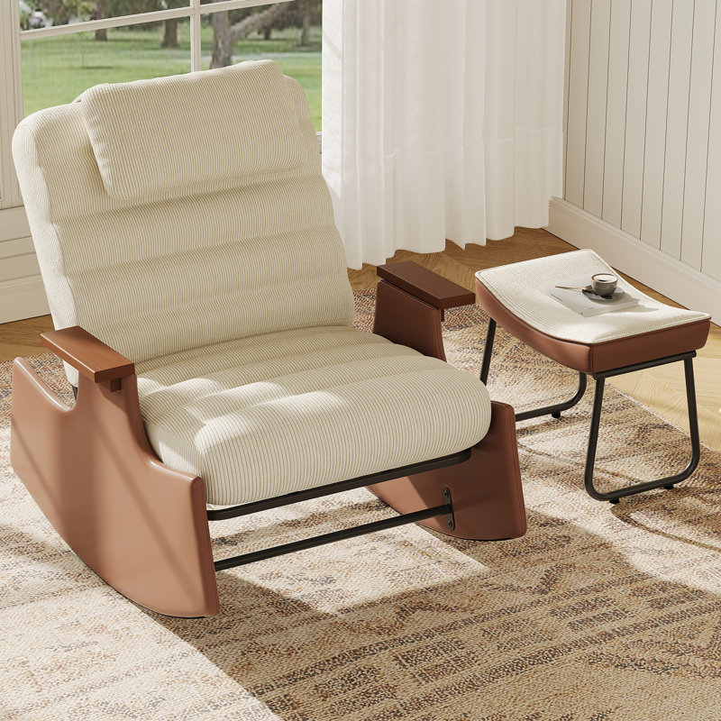 Rocking Chair, Corduroy, Beige Style A