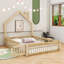 Full Wood House Bed Frame with Guardrails-333829266