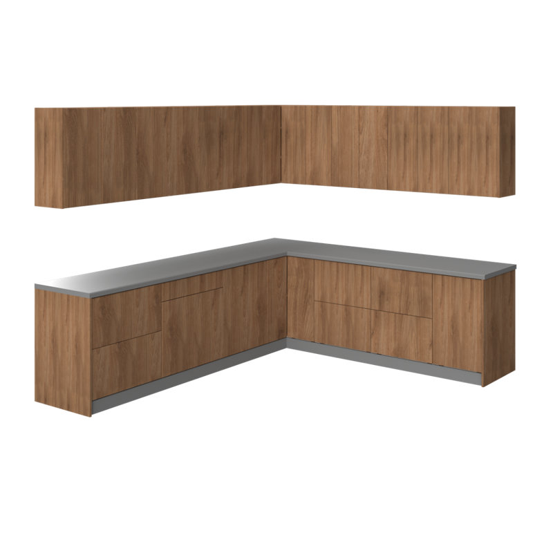 L 102 po x H 96 po en panneau de fibres à densité moyenne (MDF) complet prêt à assembler pour la cuisine, Teck naturel