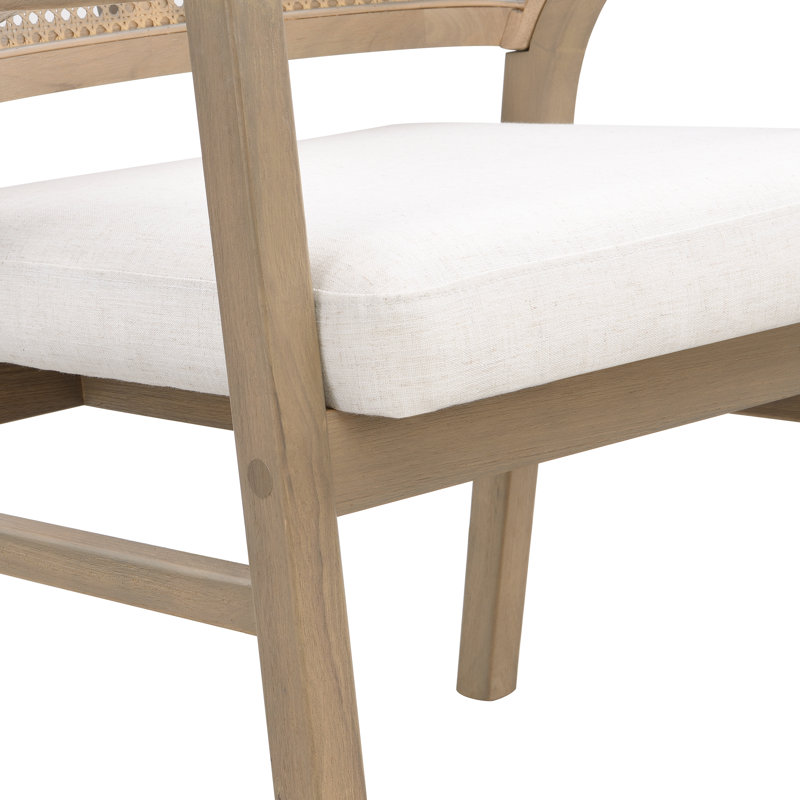 Eldora 7-Piece Mid-Century Modern Dining Set With Cane Back Chairs And Rectangular Pillar Base Table