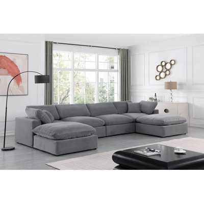 Canapé modulaire réversible en velours de 160 po de large Islaen