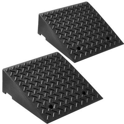 Driveway Curb Ramp, 7000 Lbs Load Capacity, 7 Inches Rise Height Heavy Duty Curbside Bridge Ramp With Drainage Tank For Wheelchairs, Strollers, Motorcycles, Cars, Lawn Mowers And Trailers, 2 Pack
