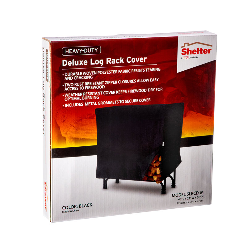 Medium Black Woven Polyester Log Rack Cover