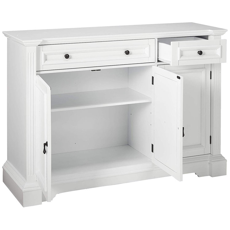 Ratley - armoire de type buffet bas traditionnel en bois avec tiroir, tablettes réglables et conception de console Breakfront pour le rangement et la l'exposition dans la salle à manger ou le vestibule avec une finition à moulures décoratives