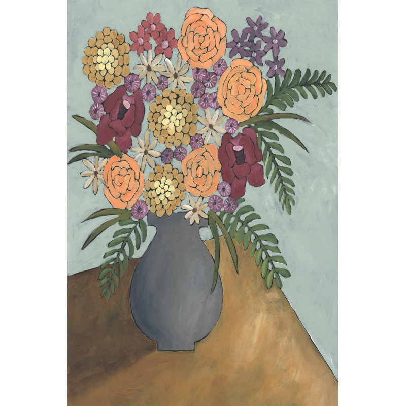 Table Arrangement II - Painting, 122 cm H x 81 cm W, Black Floater Framed