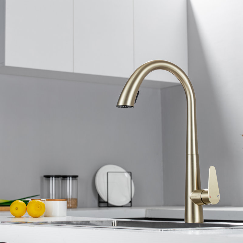 Langsun Pull Down Kitchen Faucet, Brushed Gold