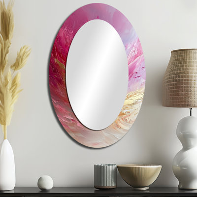 Miroir mural ovale doré et rose Harmony II