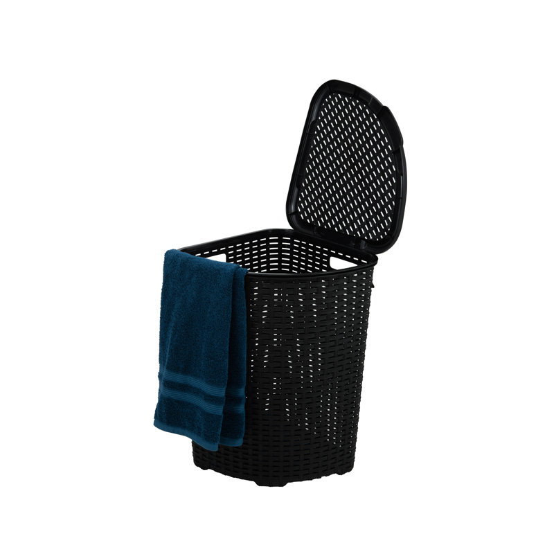 Panier à linge en osier, Noir, H 22 po x l 19 po x P 15 po