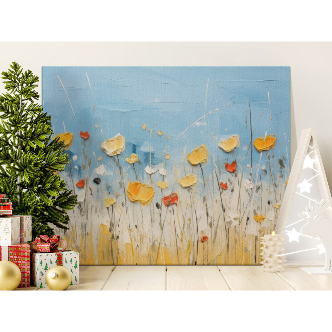 Floral Field Canvas Wall Art, Gallery Wrapped Print, Modern Home Decor, Ready to Hang, Archival Inks, Flower Painting, Statement Piece