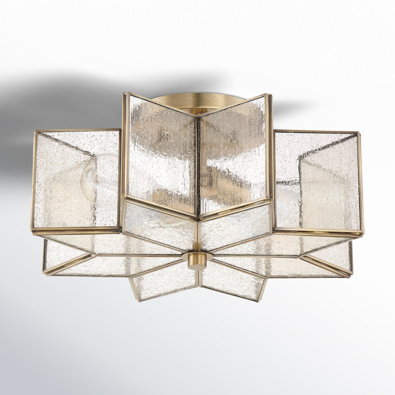 Plafonnier 2 lumières Putnam en laiton naturel, Transparent